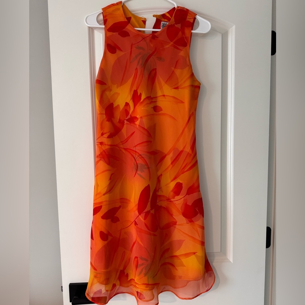 Vibrant Orange Jessica Howard Floral Dress Size 6